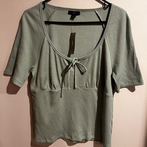 J. Crew Women's Army Green Tie-Front Vintage Rib T-shirt XL BH919, NWT